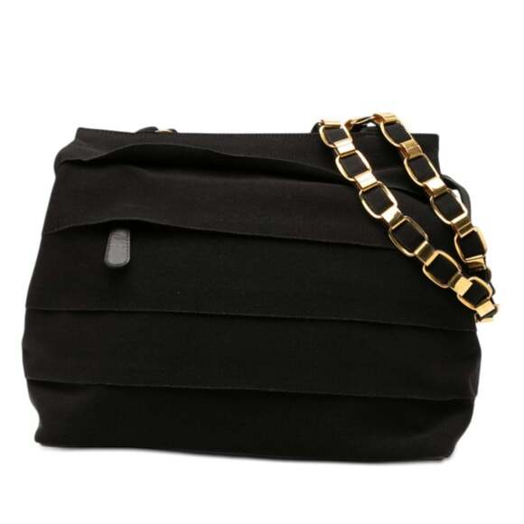 SALVATORE FERRAGAMO Handbags - Salvatore Ferragamo Vara Chain Shoulder Bag AU-21 5252 Black Canvas Leather W...